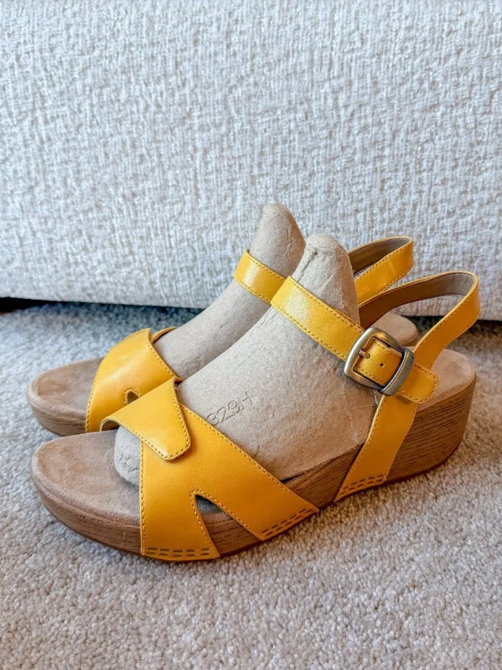 Dansko Laurie Yellow Burnished Leather Sandals - SIze 40